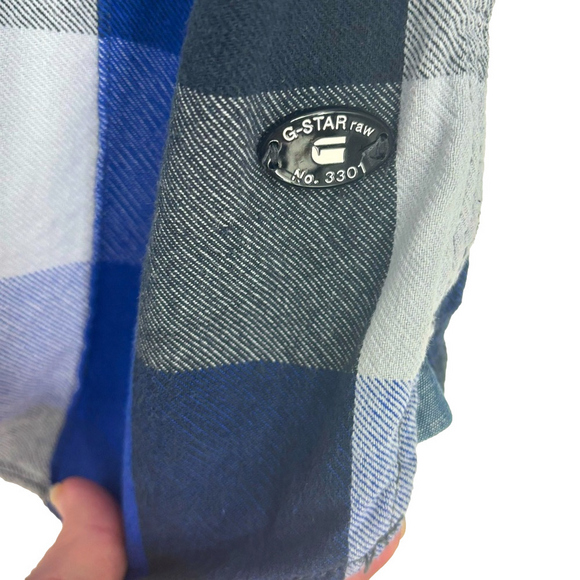 G Star Raw plaid Flannel snap front mens collared Shirt Large outdoor GRSD - Picture 6 of 8